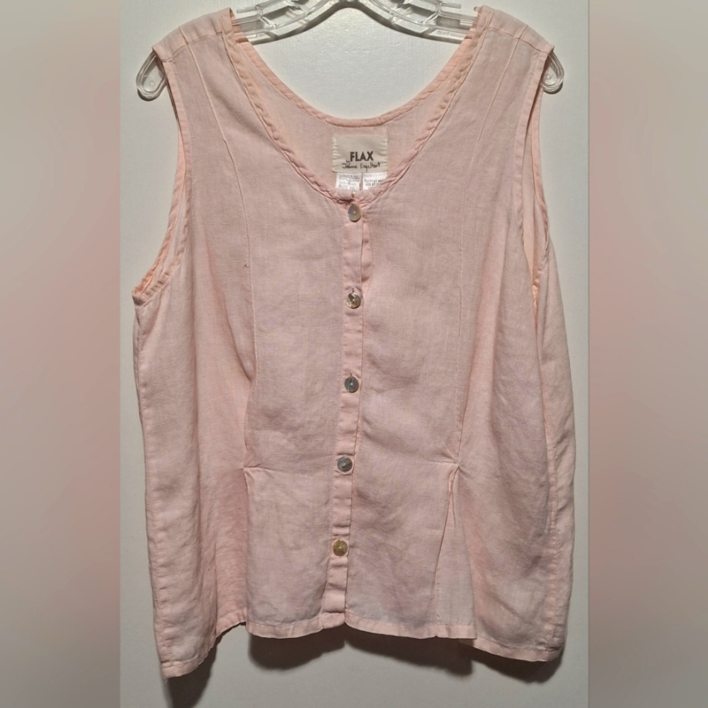 Flax Pink Linen Sleeveless Blouse